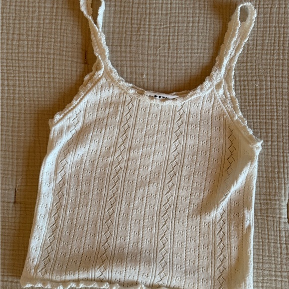 Doen Tops - DOEN POINTELLE KNIT WHITE TANK TOP